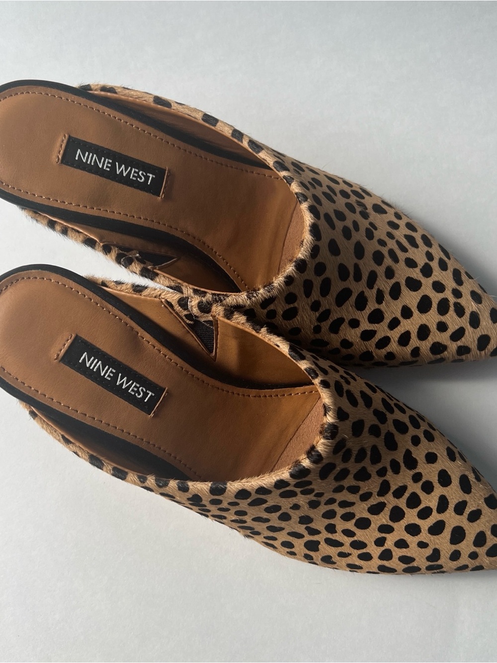 Nine West Leopard-Print Pointed-Toe Mules in Tan & Black - Picture 4 of 16